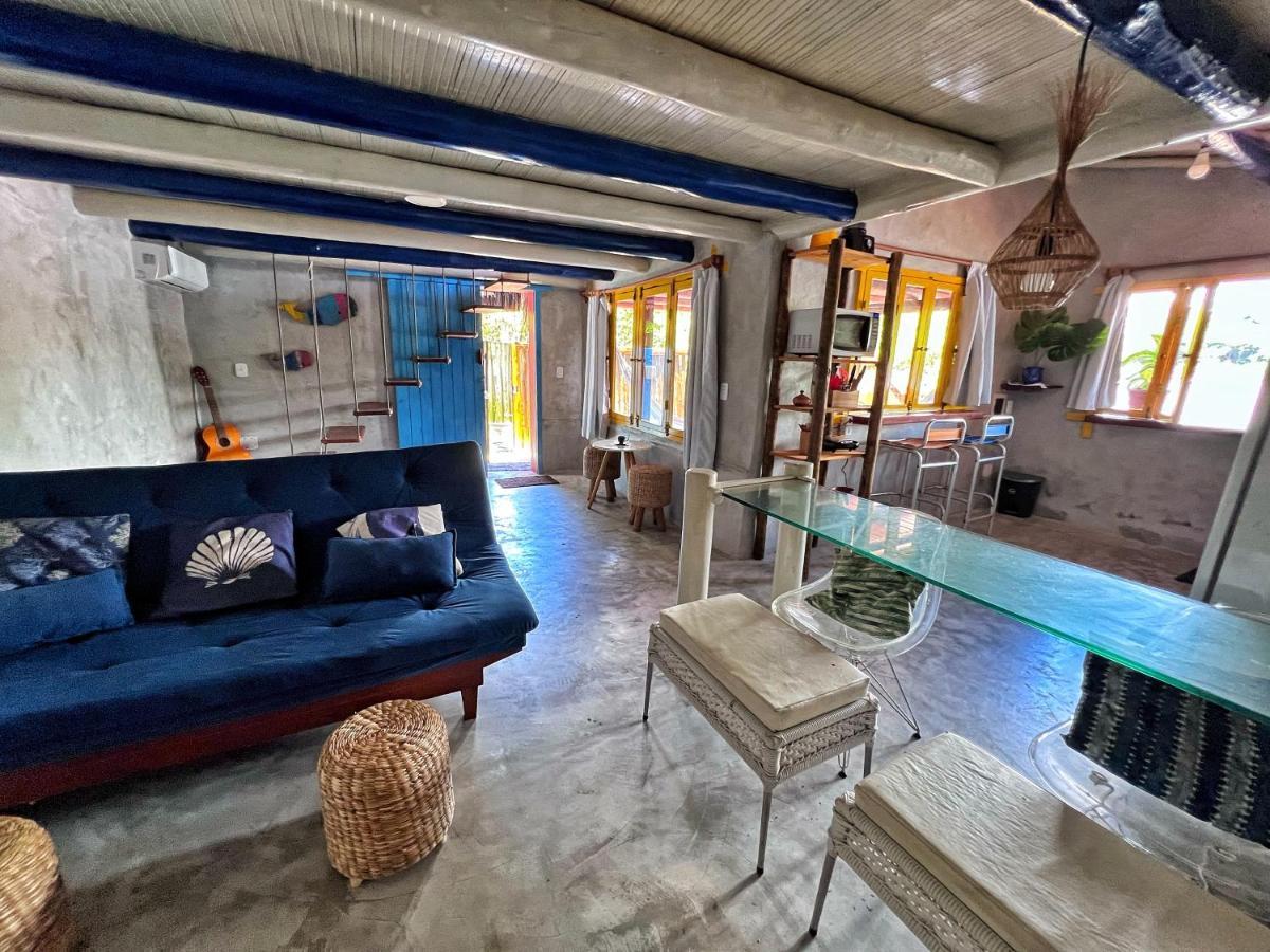 Casinha Azul na beira do Rio Caraíva Vila Exterior foto