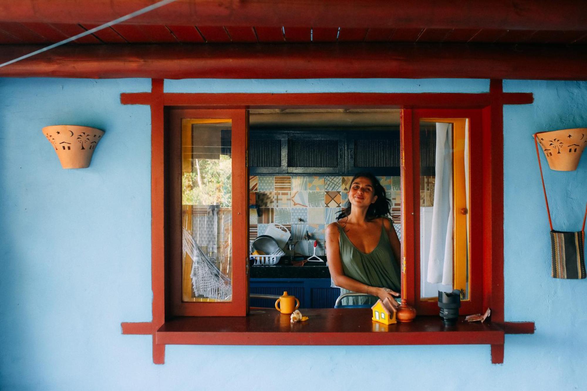 Casinha Azul na beira do Rio Caraíva Vila Exterior foto
